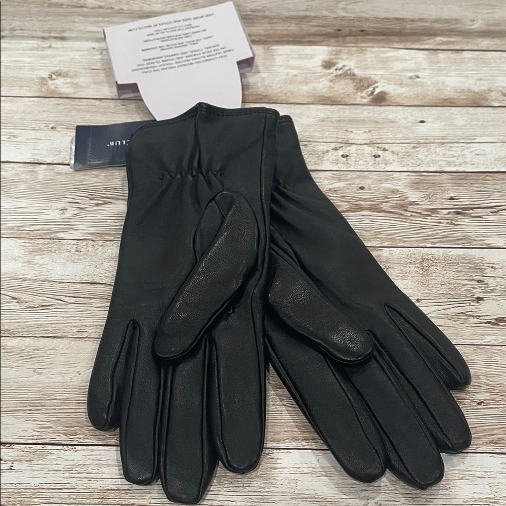 Charter Club Black Leather Touchscreen Gloves NWT $95 - Picture 2 of 7